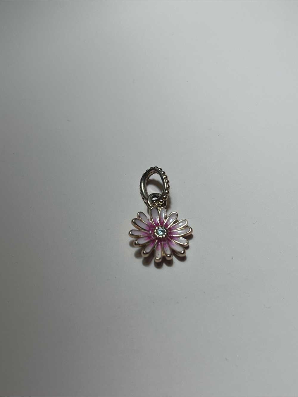 Pandora Pink Daisy Enamel Charm with Sparkling Center